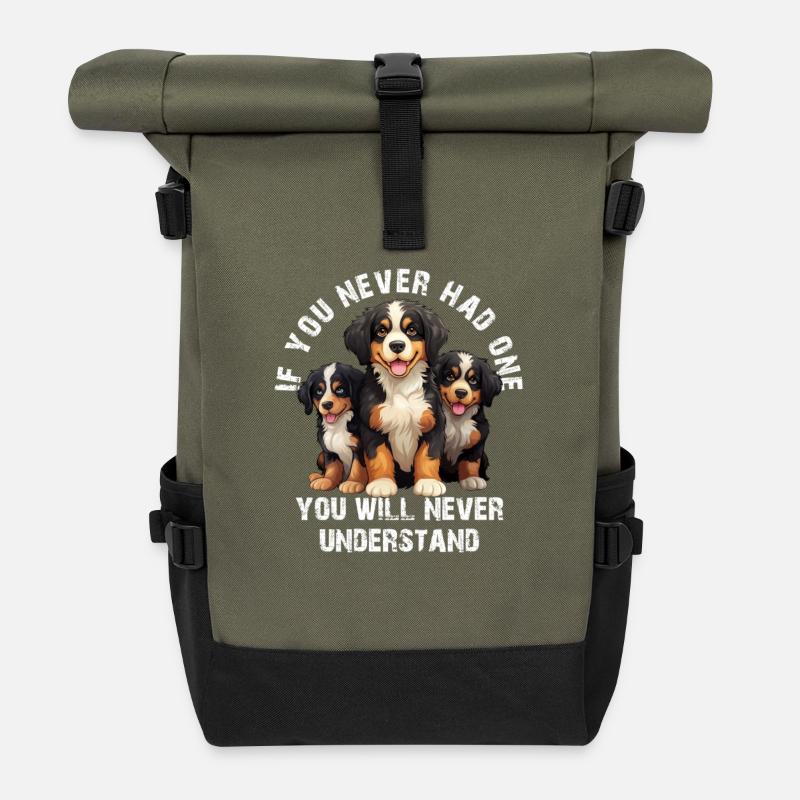 Berner Sennenhund - Rolltop Rucksack - Olive/Schwarz