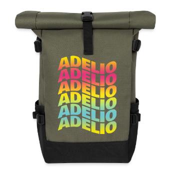 t-shirt Adelio text wave effect wave text - Roll Top Backpack - olive/black - Front