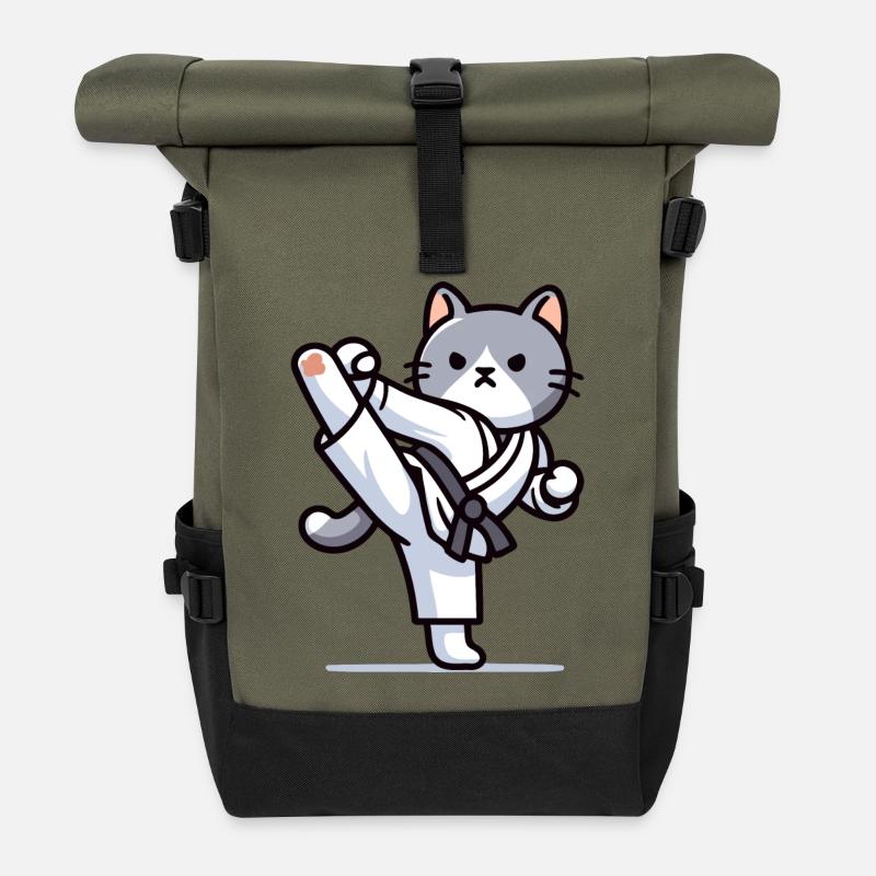 Karaté Kitty : le combattant félin - Sac à dos roll top - olive/noir