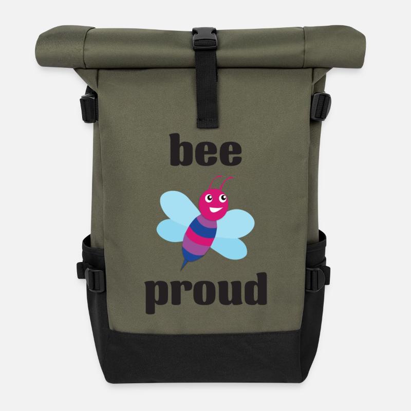 LGBT Pride Month - Bisexuelle Pride - Bee Proud - Rolltop Rucksack - Olive/Schwarz