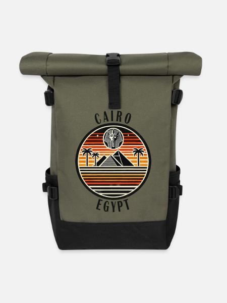 Kairo Ägypten Pyramiden Design - Rolltop Rucksack - Olive/Schwarz