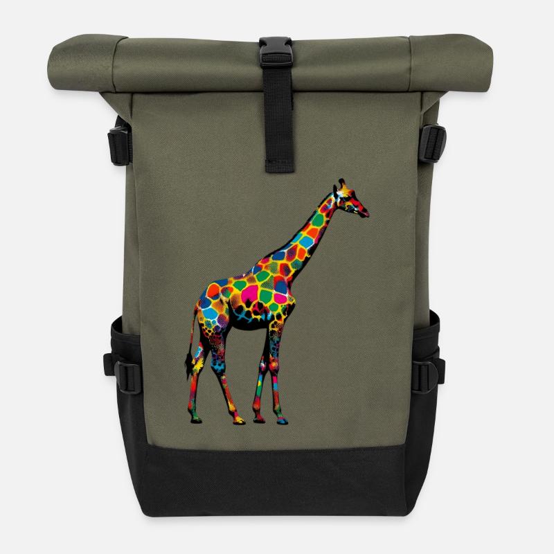 Giraffe - Rolltop Rucksack - Olive/Schwarz