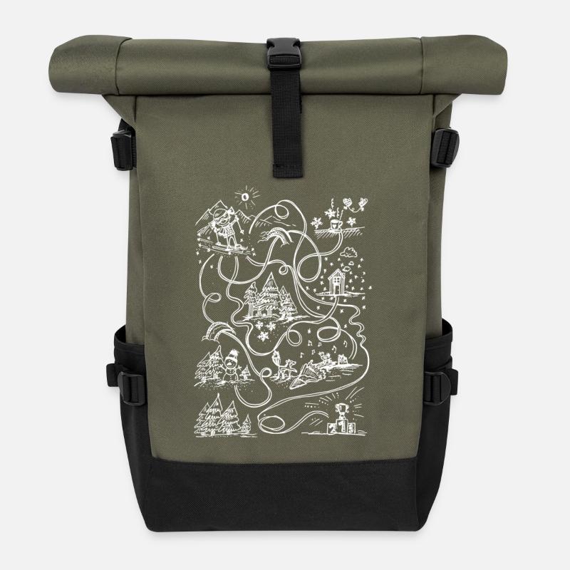 Labyrinthe amusant - Ski - Sac à dos roll top - olive/noir