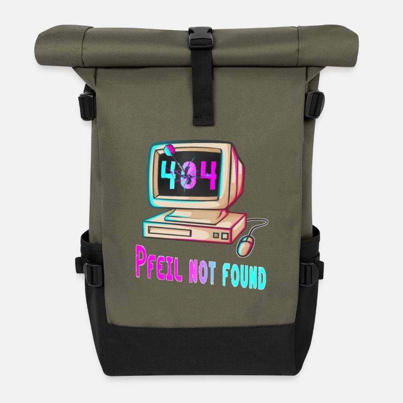 404 Design rétro - Sac à dos roll top - olive/noir