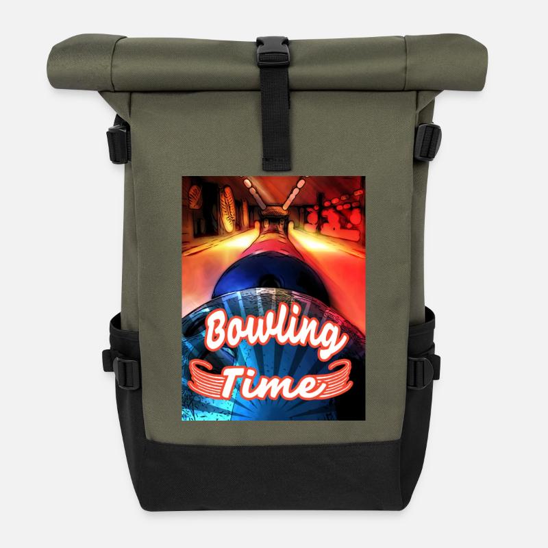 Its Bowling Time - Roll Top Backpack - olive/black
