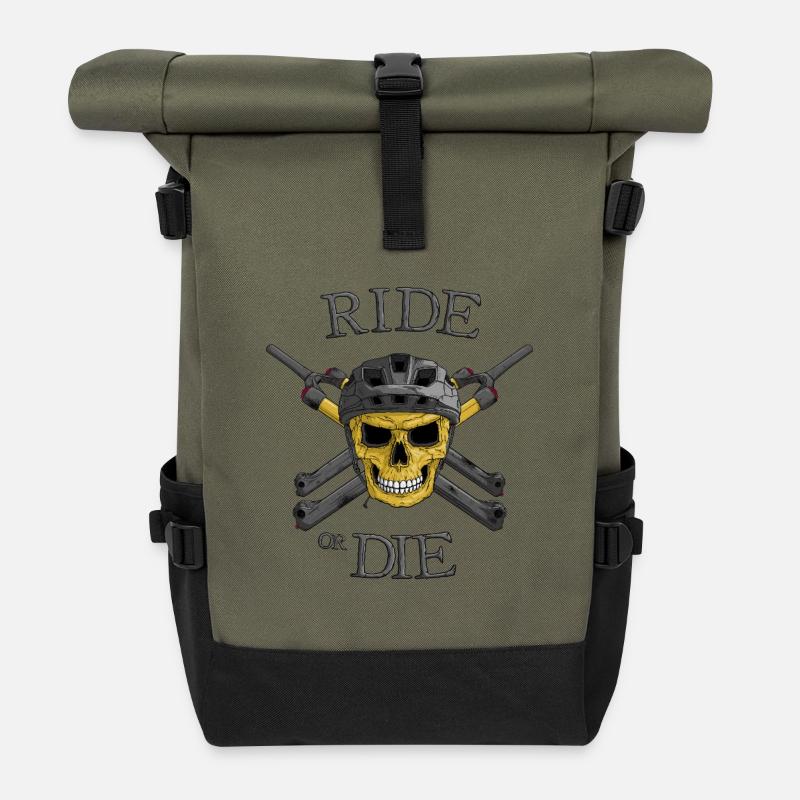 Ride or Die! Mtb Trail - Rolltop Rucksack - Olive/Schwarz