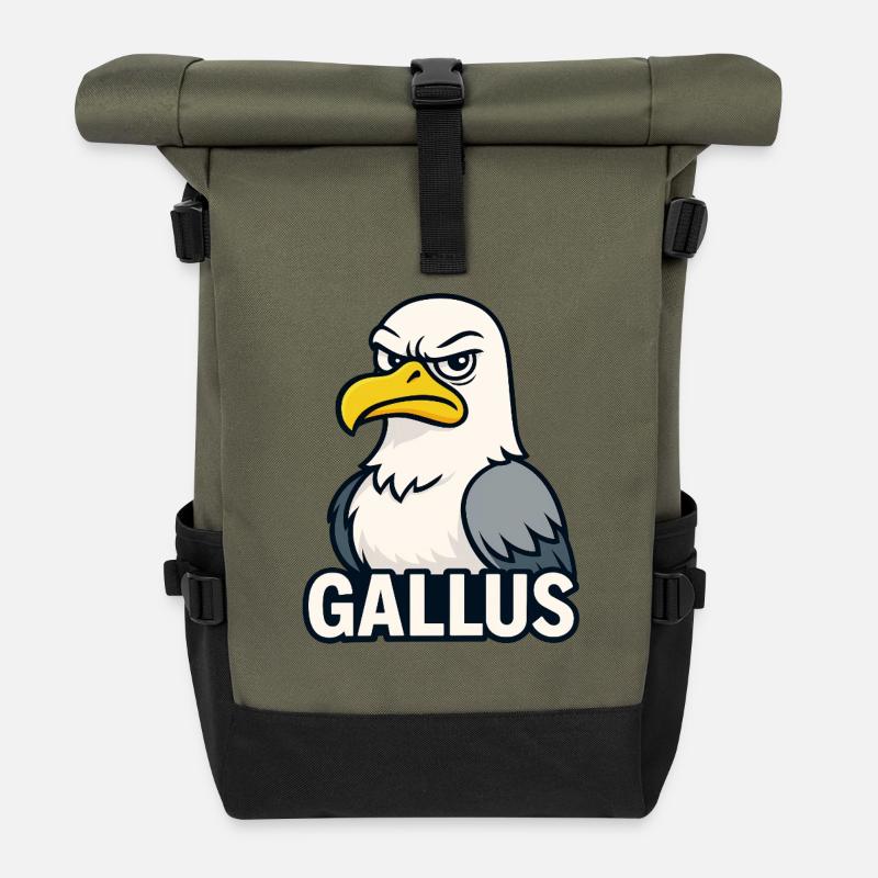 Illustration de mascotte d’aigle audacieux - Sac à dos roll top - olive/noir