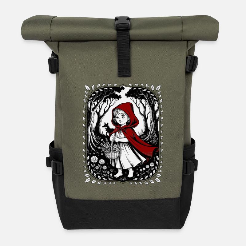 Rotkäppchen: Märchen im Wald - Rolltop Rucksack - Olive/Schwarz