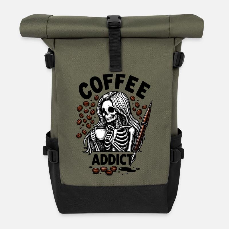 Café jusqu’à la mort - Sac à dos roll top - olive/noir