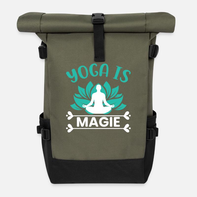 Yoga is magie men - Roll Top Backpack - olive/black