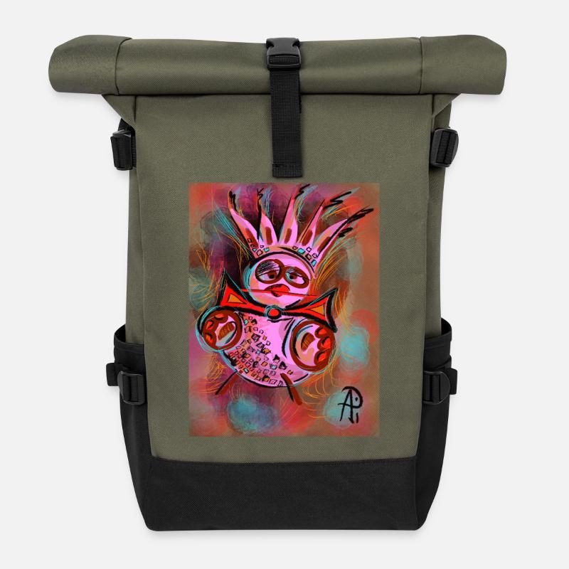 pink_piou_piou - Sac à dos roll top - olive/noir