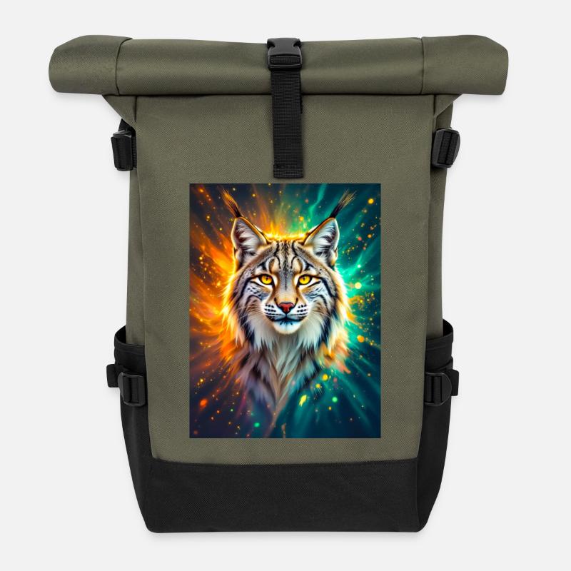 Luchs – Geist der Klarheit und Energie - Rolltop Rucksack - Olive/Schwarz