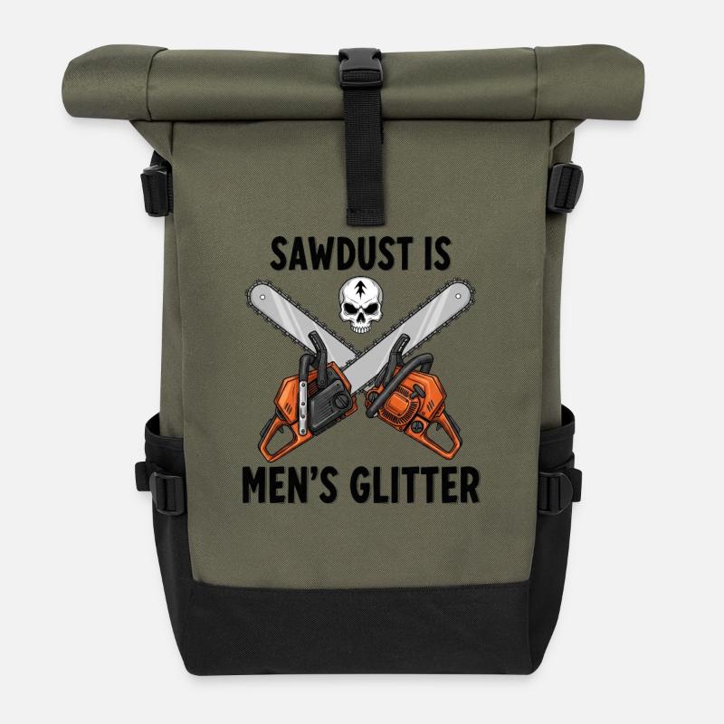 Sägespäne sind  Männerglitzer - Rolltop Rucksack - Olive/Schwarz