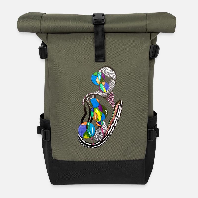 Knotenballons Farbenspiel - Rolltop Rucksack - Olive/Schwarz
