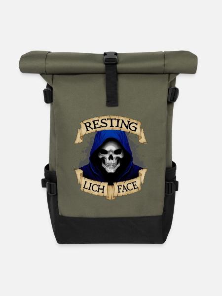 Ruhiges Lich-Gesicht - Rolltop Rucksack - Olive/Schwarz