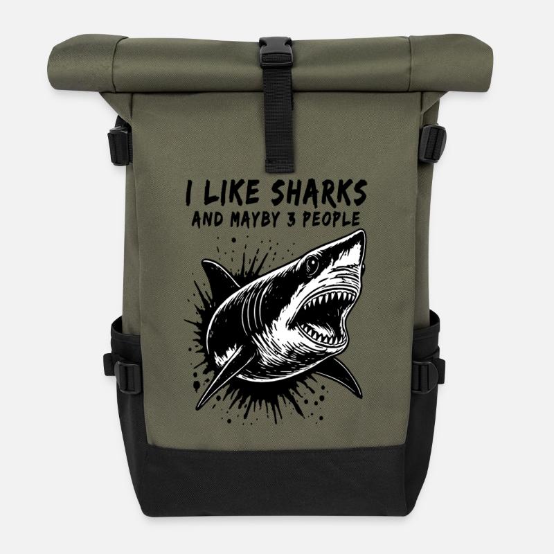 Un requin silencieux mais mortel et sarcastique. - Sac à dos roll top - olive/noir