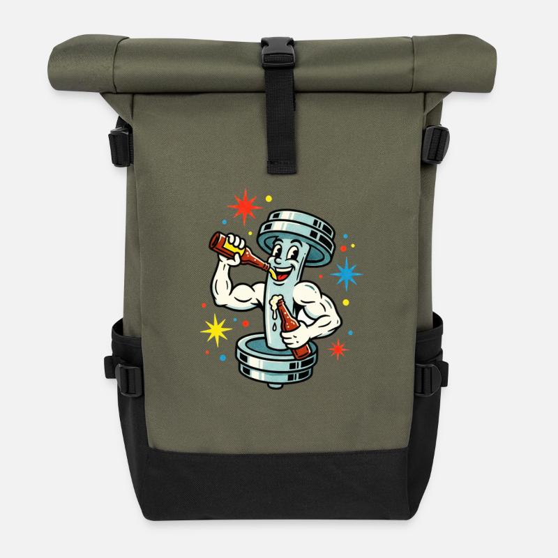 Train hard party harder. - Rolltop Rucksack - Olive/Schwarz