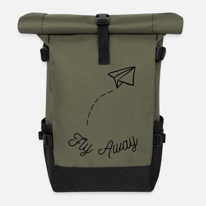 fly away - Roll Top Backpack - olive/black