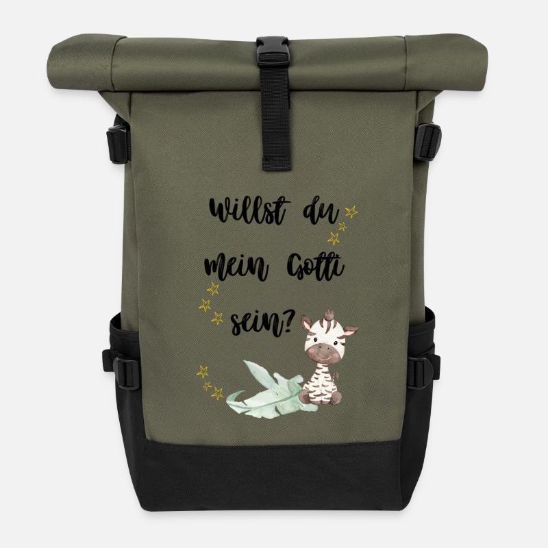 Willst du mein Gotti sein? - Rolltop Rucksack - Olive/Schwarz