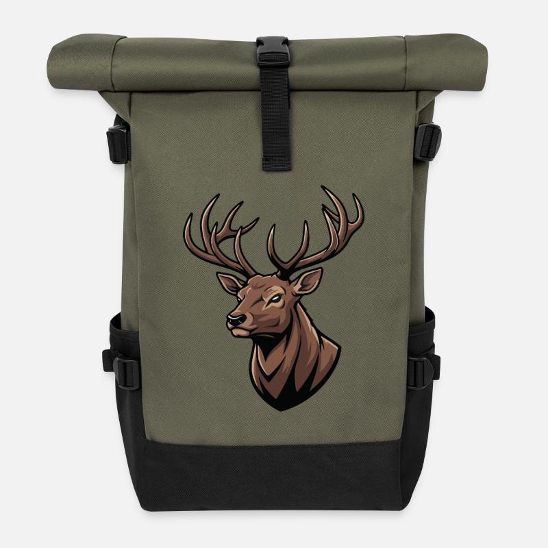 Imperial Deer Majestic Nature - Roll Top Backpack - olive/black