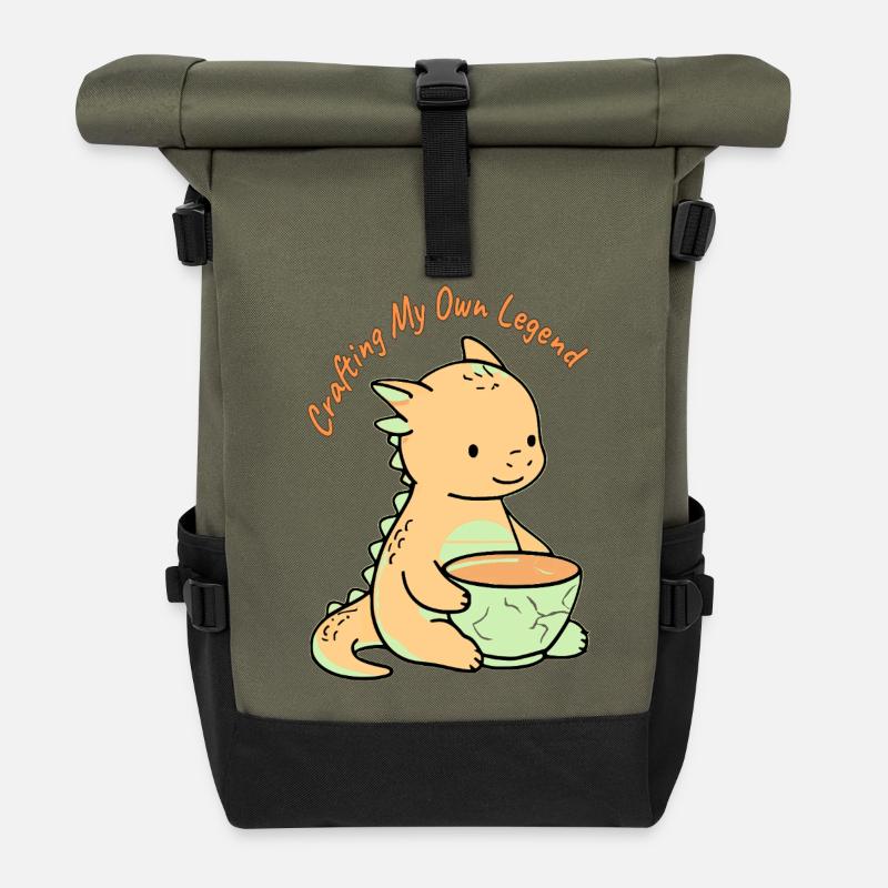 Crafting My Own Legend Dragon - Roll Top Backpack - olive/black