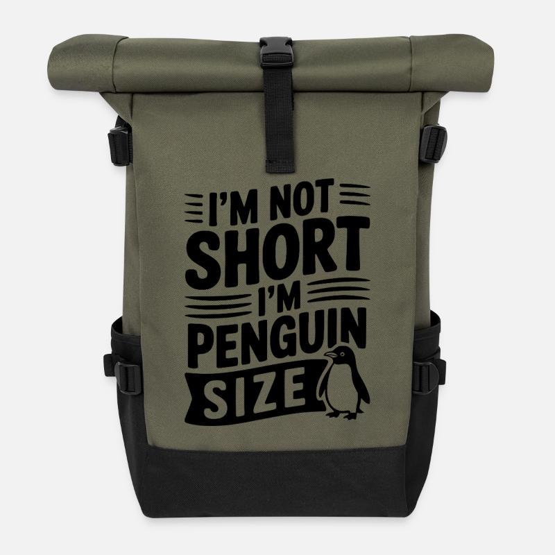 Ich bin nicht klein, ich habe Pinguin-Größe. - Rolltop Rucksack - Olive/Schwarz