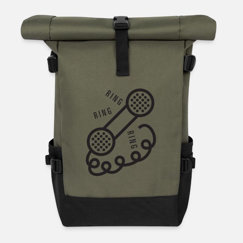 Ring Ring Ring - Roll Top Backpack - olive/black
