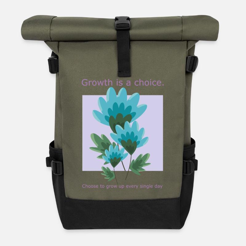 Wachstum ist eine Wahl - Rolltop Rucksack - Olive/Schwarz