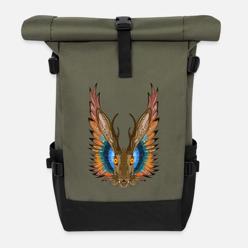 Wolpertinger - Rolltop Rucksack - Olive/Schwarz