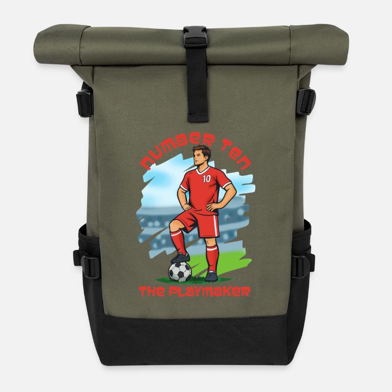 Number Ten, The Playmaker (midfielder) - Roll Top Backpack - olive/black
