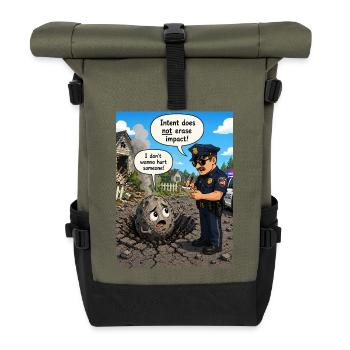 Intention does not cancel out the effect - Roll Top Backpack - olive/black - Front