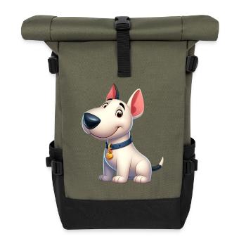 bull terrier - Roll Top Backpack - olive/black - Front