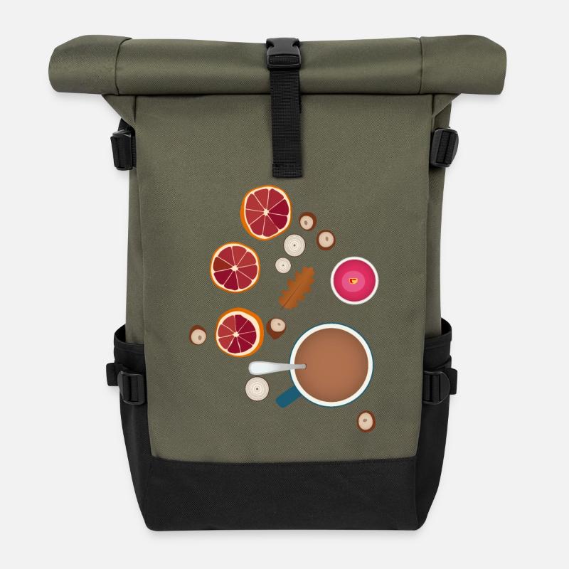 Hygge Herbst Gefühle Geschenk - Rolltop Rucksack - Olive/Schwarz