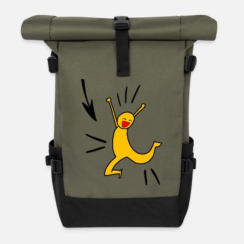 Yellow joy - Rolltop Rucksack - Olive/Schwarz
