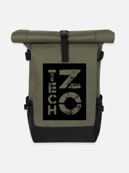 TECHNO MUSIC - Rolltop Rucksack - Olive/Schwarz