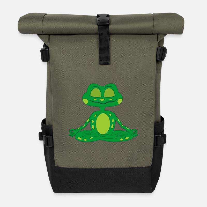 Zen-Meditationsfrosch - Rolltop Rucksack - Olive/Schwarz