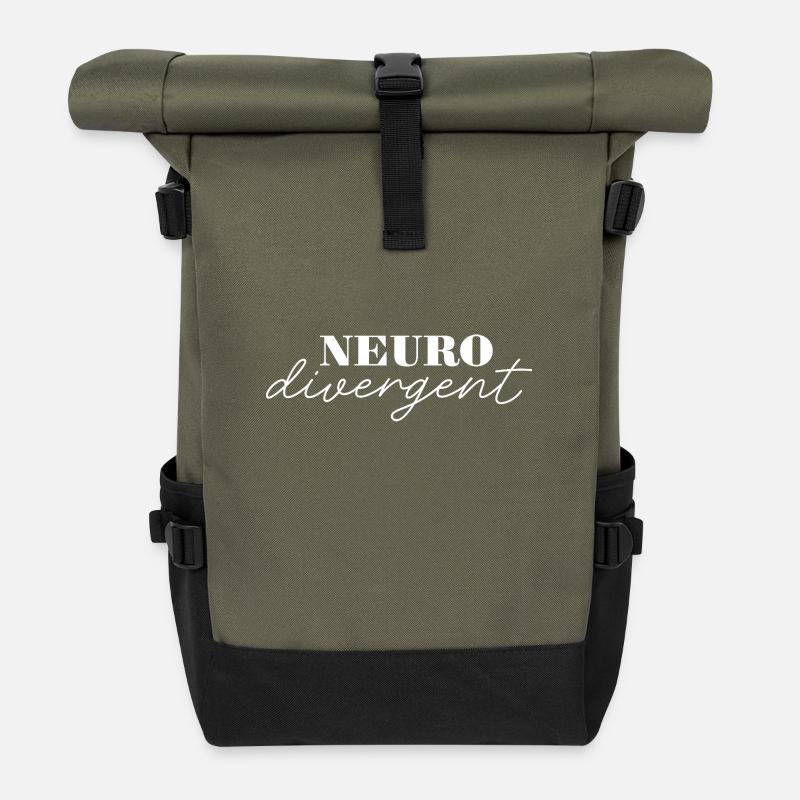 Neurodivergenz feiern: Einzigartige Produkte - Rolltop Rucksack - Olive/Schwarz