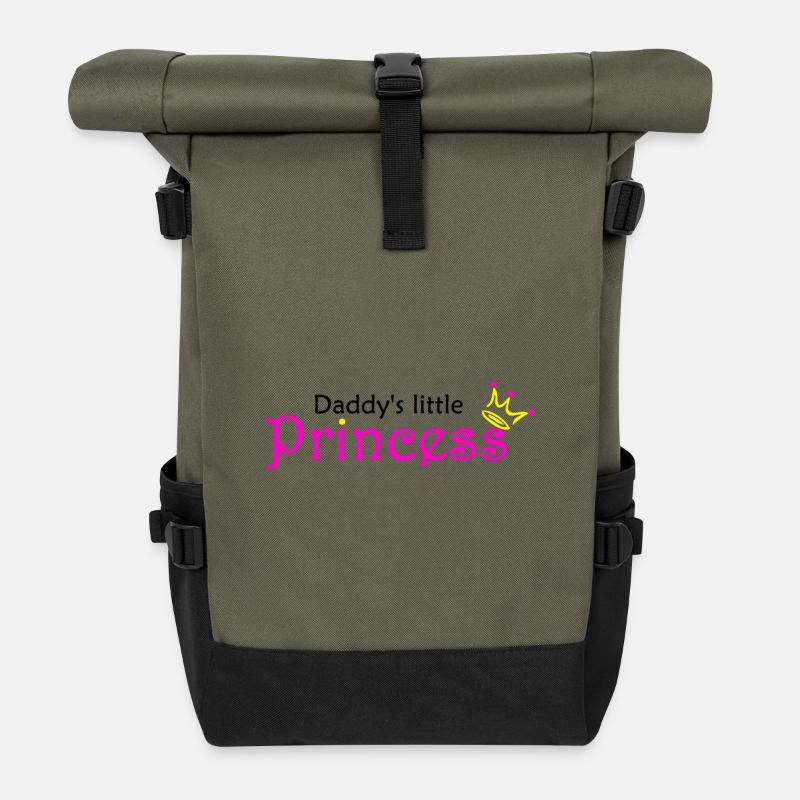 Daddy's Little Princess Rosa - Rolltop Rucksack - Olive/Schwarz