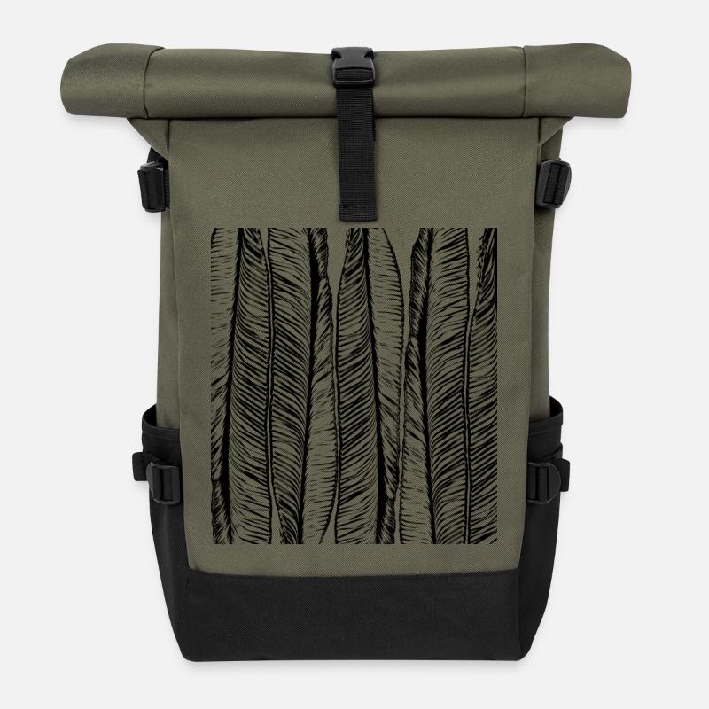 Abstract pattern - Roll Top Backpack - olive/black