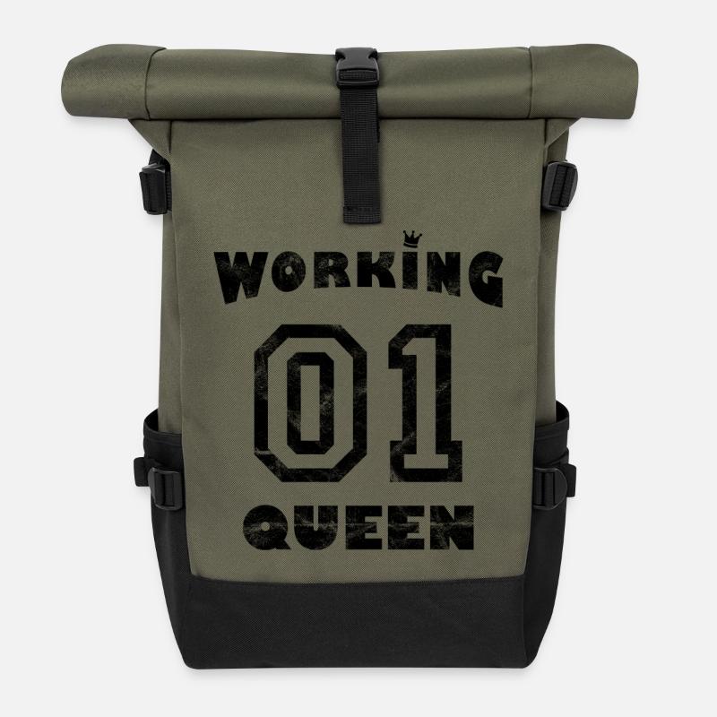 Arbeit Workaholic - Working Queen - Rolltop Rucksack - Olive/Schwarz