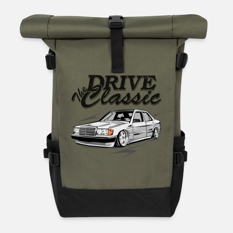 W201 190E drive the classic - Rolltop Rucksack - Olive/Schwarz