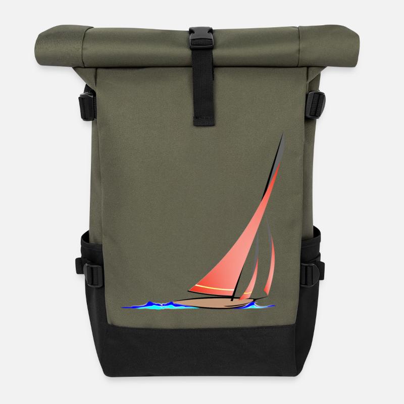 Segelboot Geschwindigkeit - Rolltop Rucksack - Olive/Schwarz