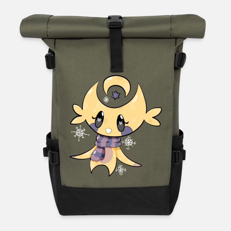 Moonpie, the friendly moon man - Roll Top Backpack - olive/black