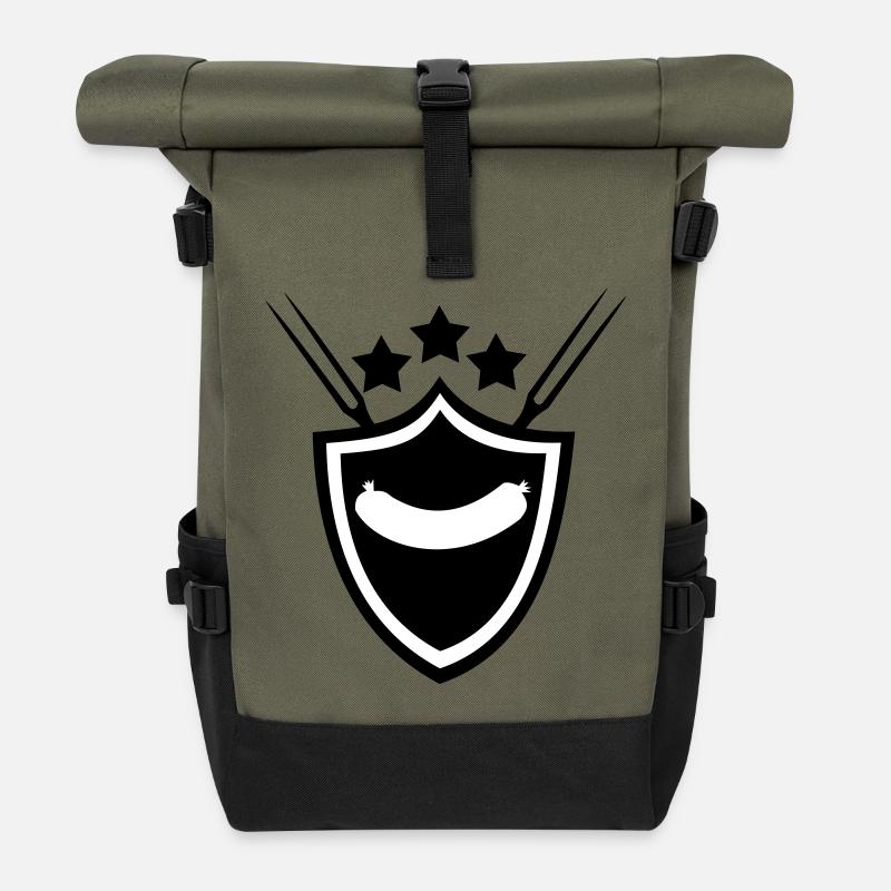 Saucisse grillée - Sac à dos roll top - olive/noir