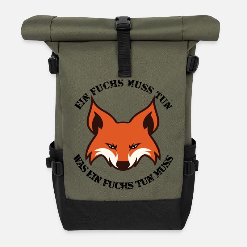 Ein Fuchs muss tun, was ein Fuchs tun muss - Rolltop Rucksack - Olive/Schwarz