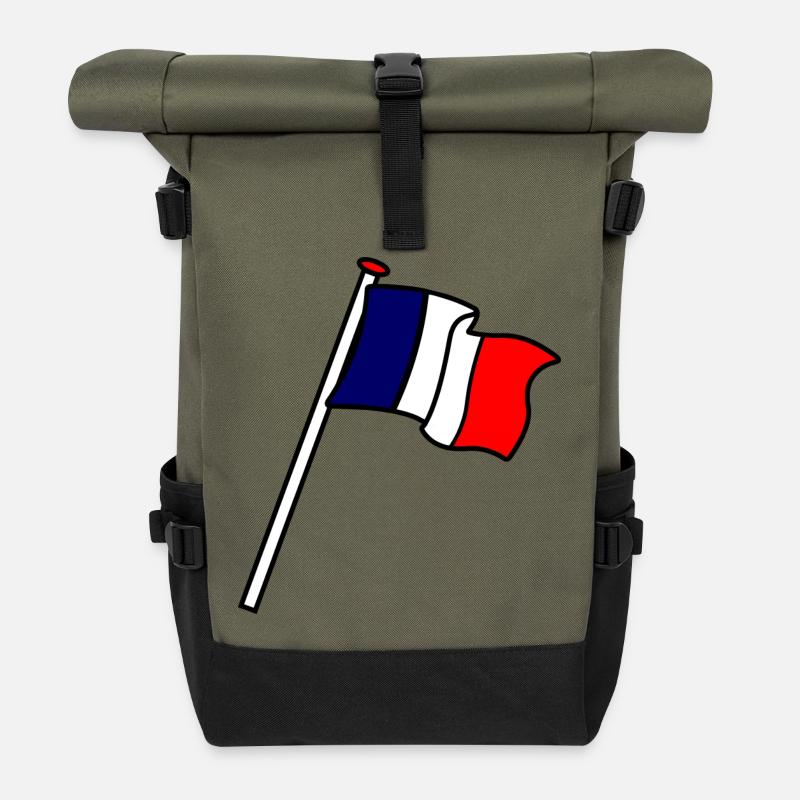 Drapeau : France Drapeaux FR - Sac à dos roll top - olive/noir