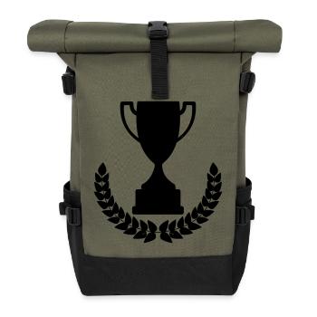 Cup sports cup laurel wreath - Roll Top Backpack - olive/black - Front
