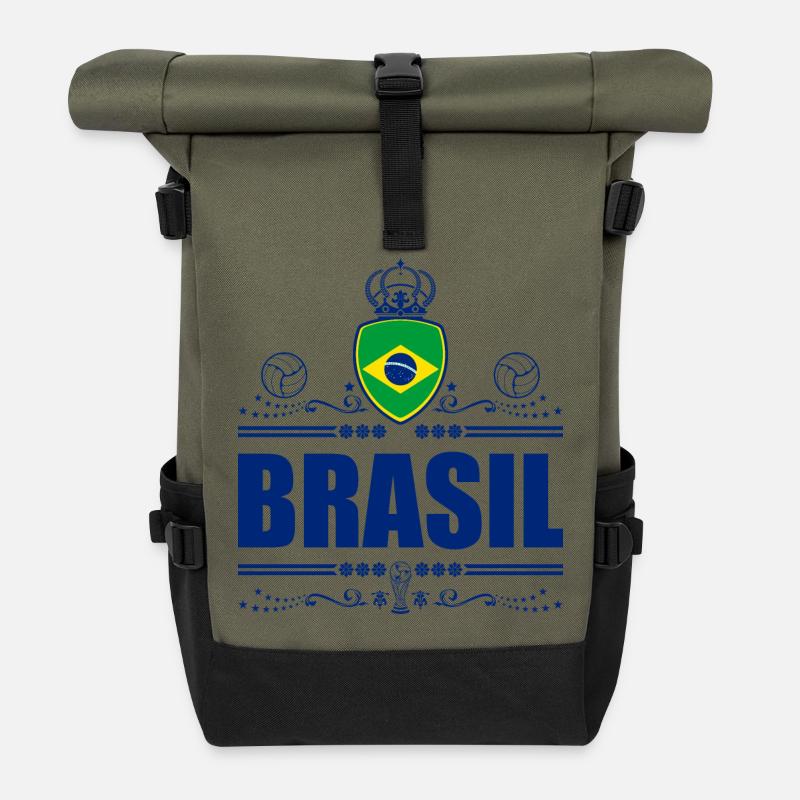 BRÉSIL - BRÉSIL - Sac à dos roll top - olive/noir