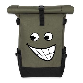 Cartoon smile - Roll Top Backpack - olive/black - Front