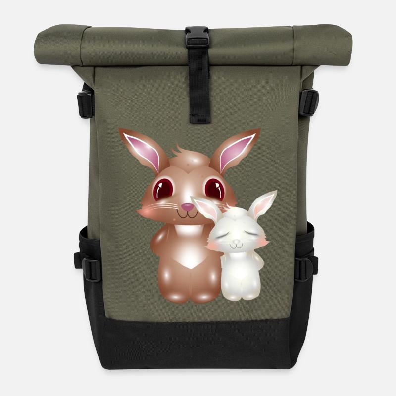 niedliche Hasen so goldig kann Freundschaft sein - Rolltop Rucksack - Olive/Schwarz